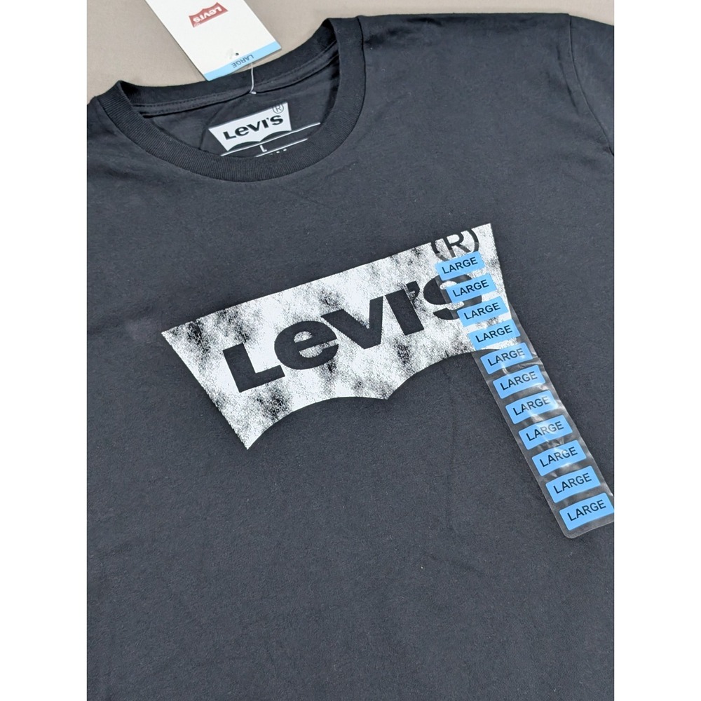 Levi's T Shirt Mens Large Black White Batwing Logo Short Sleeve NWT Cotton Blend